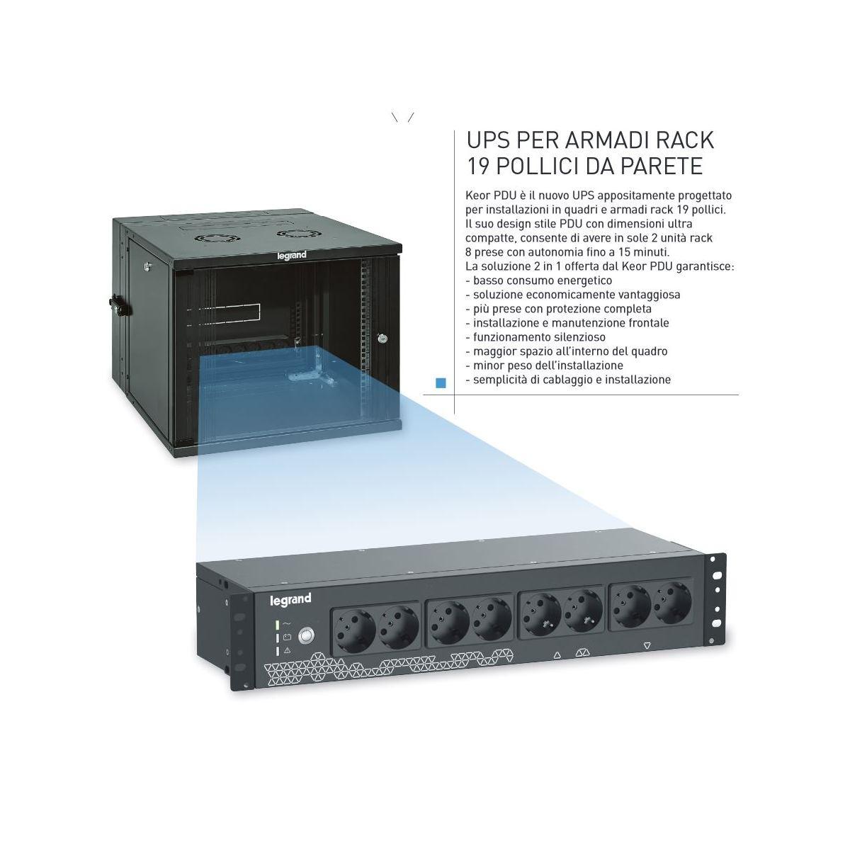 Ups legrand keor pdu 800 va da rack , 480 watt, lg-311018