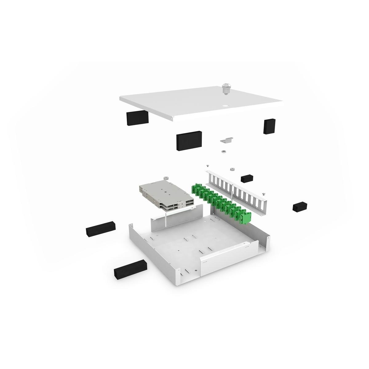 UNIBOX FIBRA OTTICA PER MONTAGGIO A PARETE 265 x 150 x 55 mm, grigio (RAL 7035) DIGITUS