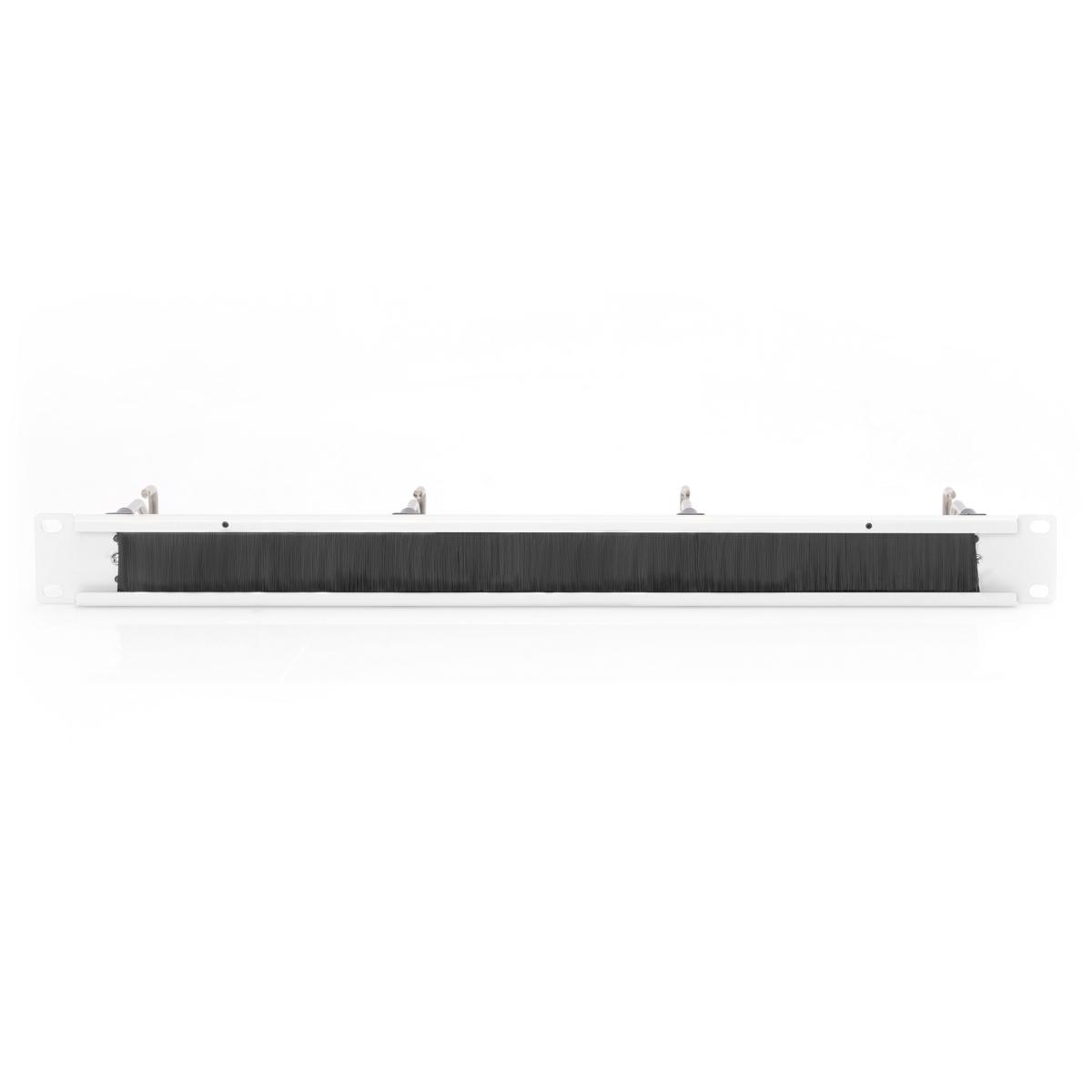 Pannello di gestione cavi 1he con guarnizione a spazzola 4 anelli in acciaio 40x75 mm, grigio (ral 7035)