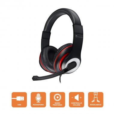 Techmade cuffie usb con regolazione volume,  colore nero