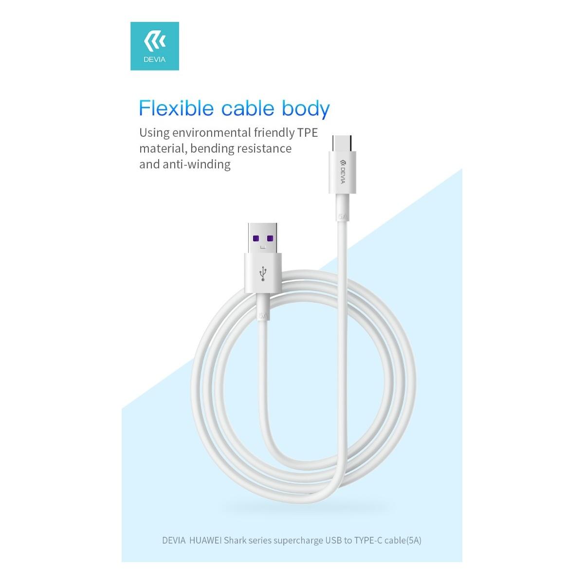 Cavo Carica rapida Type-C 5A Lunghezza 1,5 metri Bianco