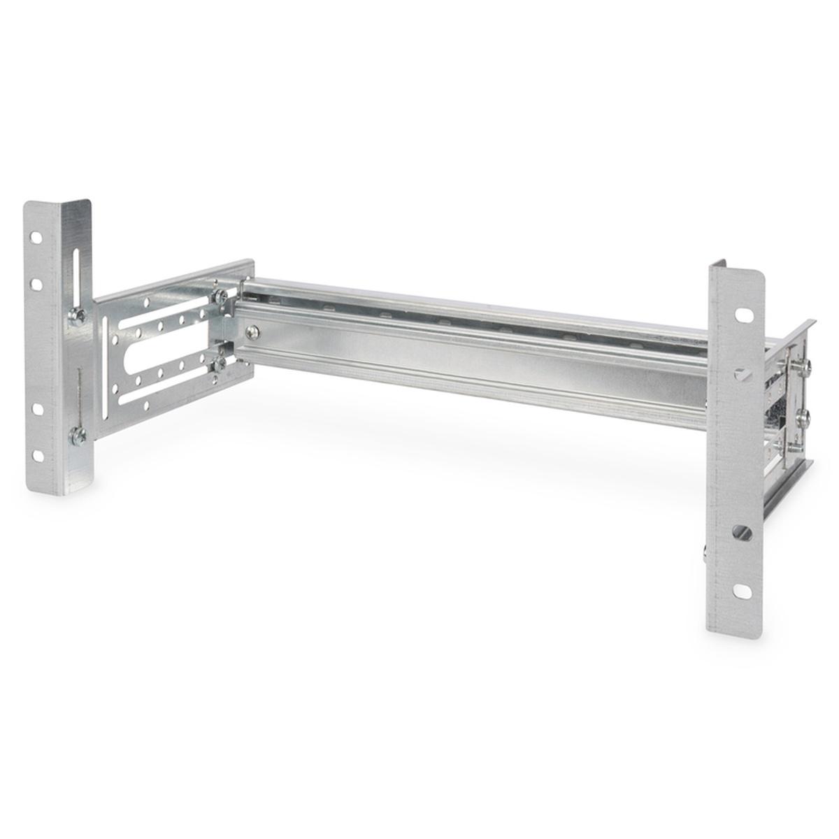 Supporto guida DIN 4U, 178x483x223 mm, galvanized incl. din rail, variable depth and height