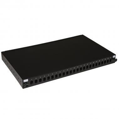 PANNELLO FIBRA OTTICA 19" CON 24 PORTE SC SIMPLEX O LC DUPLEX PROFONDITA' 250 MM NERO CON ACCESSORI