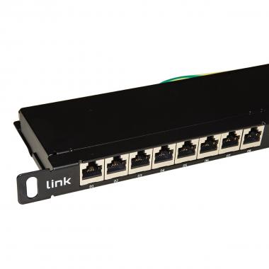 Pannello patch 24 porte categoria 6a schermate 0,5 unita'  con barra di supporto cavi