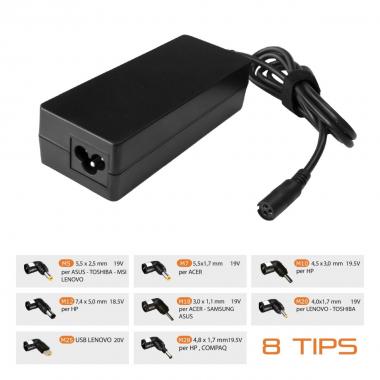 Techmade alimentatore universale per notebook 90watt, 8 spinotti