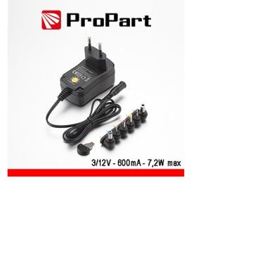 Alimentatore switching multitensione 3-12v 600ma 7.2w max