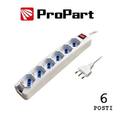 Multipresa 6 posti bipasso/schuko spina16a + interruttore, bianca