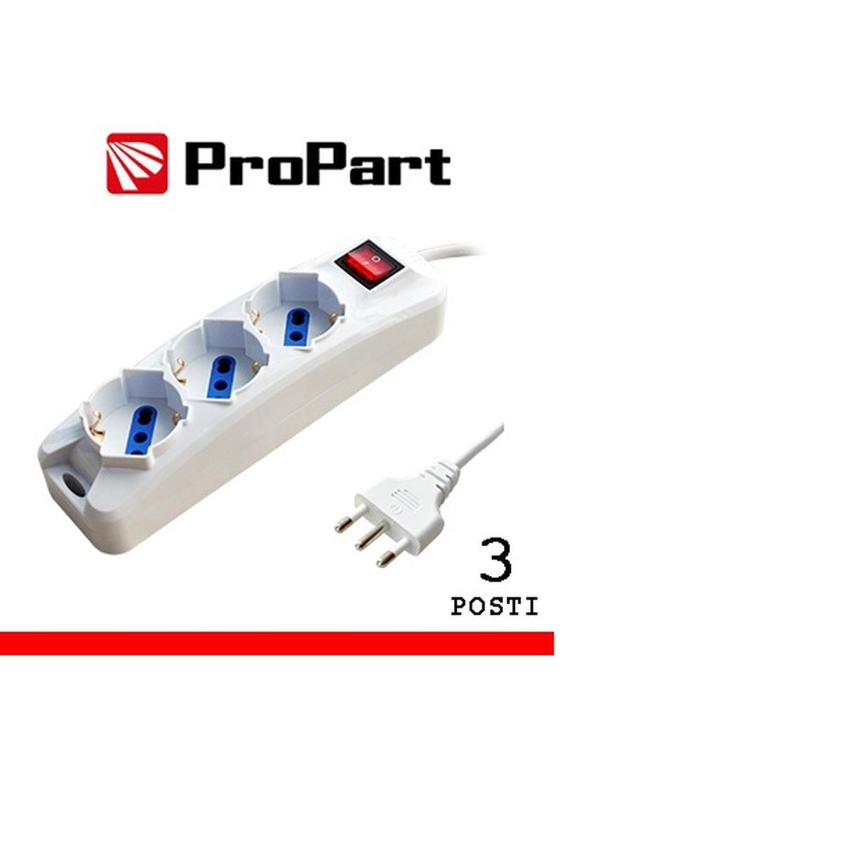 Multipresa 3 posti bipasso/schuko spina16a + interruttore, bianca