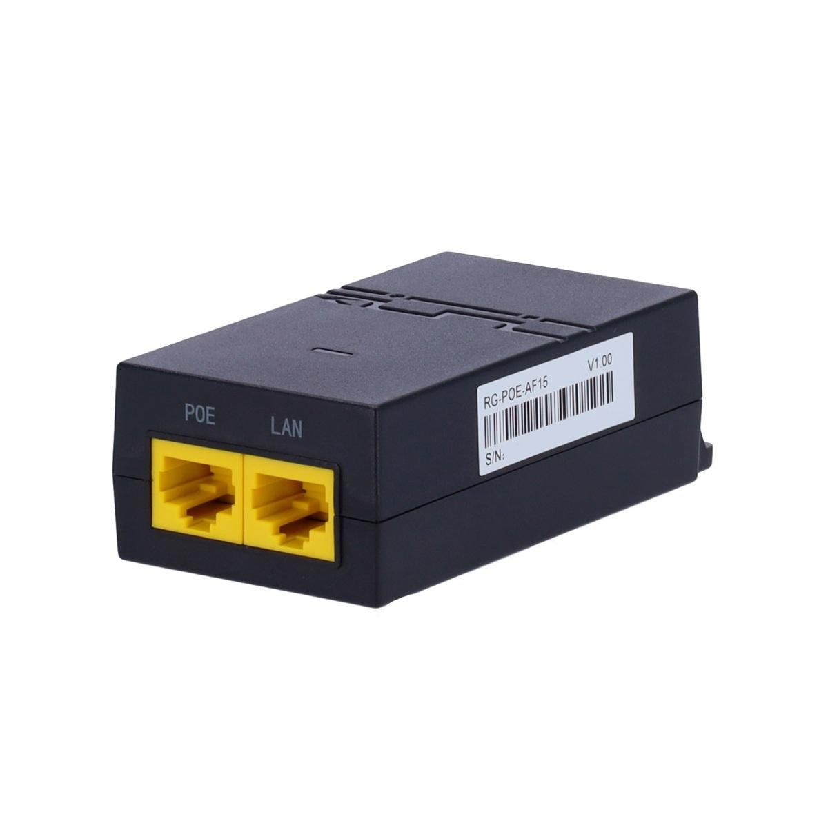 Ruijie iniettore poe ieee802.3af, porte rj45 10/100/1000 mbps, potenza 15.4 w, distanza massima 100 m, design compatto