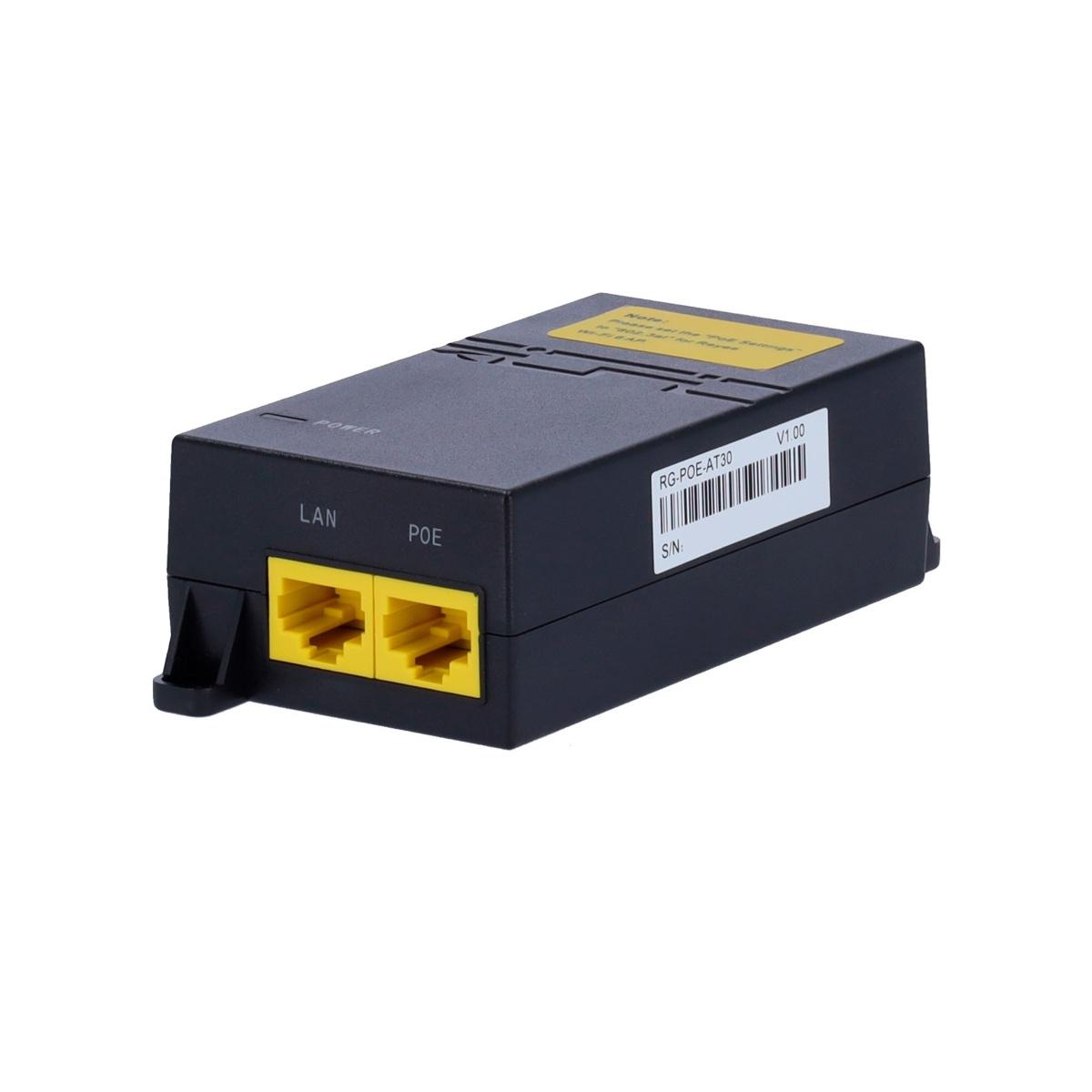 Ruijie iniettore poe ieee802.3at, porte rj45 10/100/1000 mbps, potenza 30 w, distanza massima 100 m, design compatto