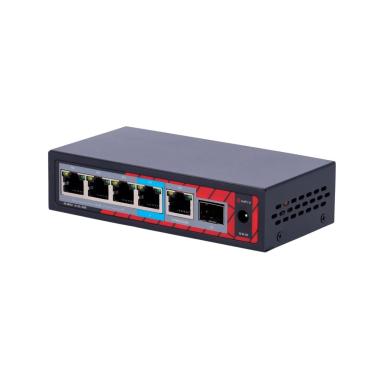 Safire extender switch poe, estende la portata dell'alimentazione poe, 4 porte poe + 2 uplink rj45, ieee 802.3 af/at/bt, potenza massima in uscita 60 w, porte 10/100 mbps