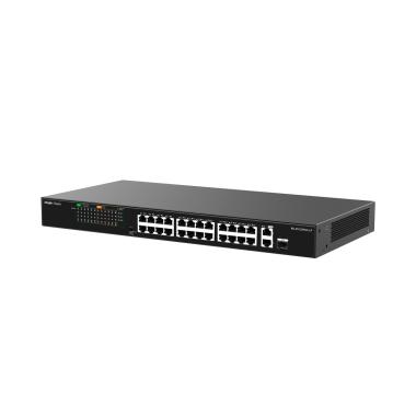 Reyee switch poe 24 porte rj45 + 1 uplink rj45 + 1 sfp combo, 24 porte 10/100mbps + 2 porte 10/100/1000mbp, 24 porte poe+ 802.3af/at | potenza totale 180w, isolamento porte , contr