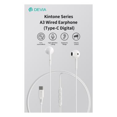 Auricolari a3 digital filo con connettore tipo-c compatibile android e apple bianco