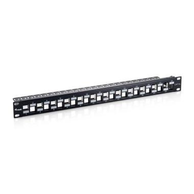 PATCH PANEL 24-PORTE KEYSTONE CAT.6 EQUIP, SCHERMATO 1U 19" - NERO, 769324