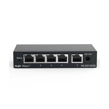 Reyee switch da tavolo, alloggiamento in metallo, 5 porte rj45, velocitÀ 10/100/1000 mbps, plug and play, tecnologia a risparmio energetico