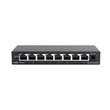 Reyee switch da tavolo, alloggiamento in metallo, 8 porte rj45, velocitÀ 10/100/1000 mbps, plug and play, tecnologia a risparmio energetico
