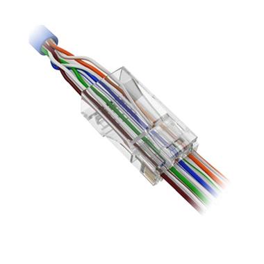Connettore rj45 safire, per crimpare, speciale categoria 6, apertura frontale per una facile installazione, confezione 50 pezzi