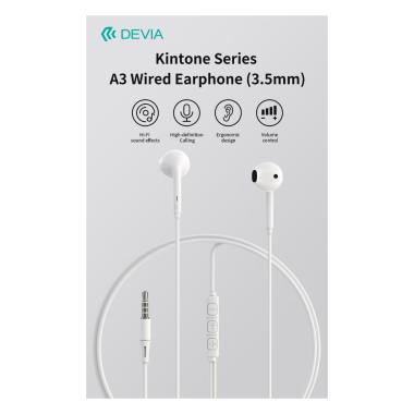 Auricolari devia smart a3 con mic e controllo 1.2 mt bianco