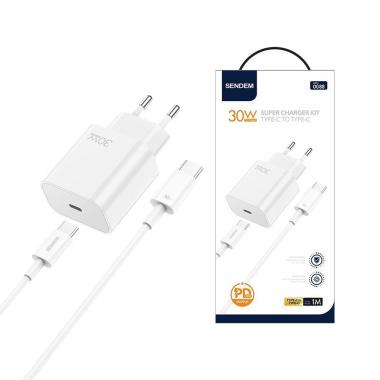 Caricabatteria 30 watt usb-c con cavo da usb-c a usb-c, ricarica rapida
