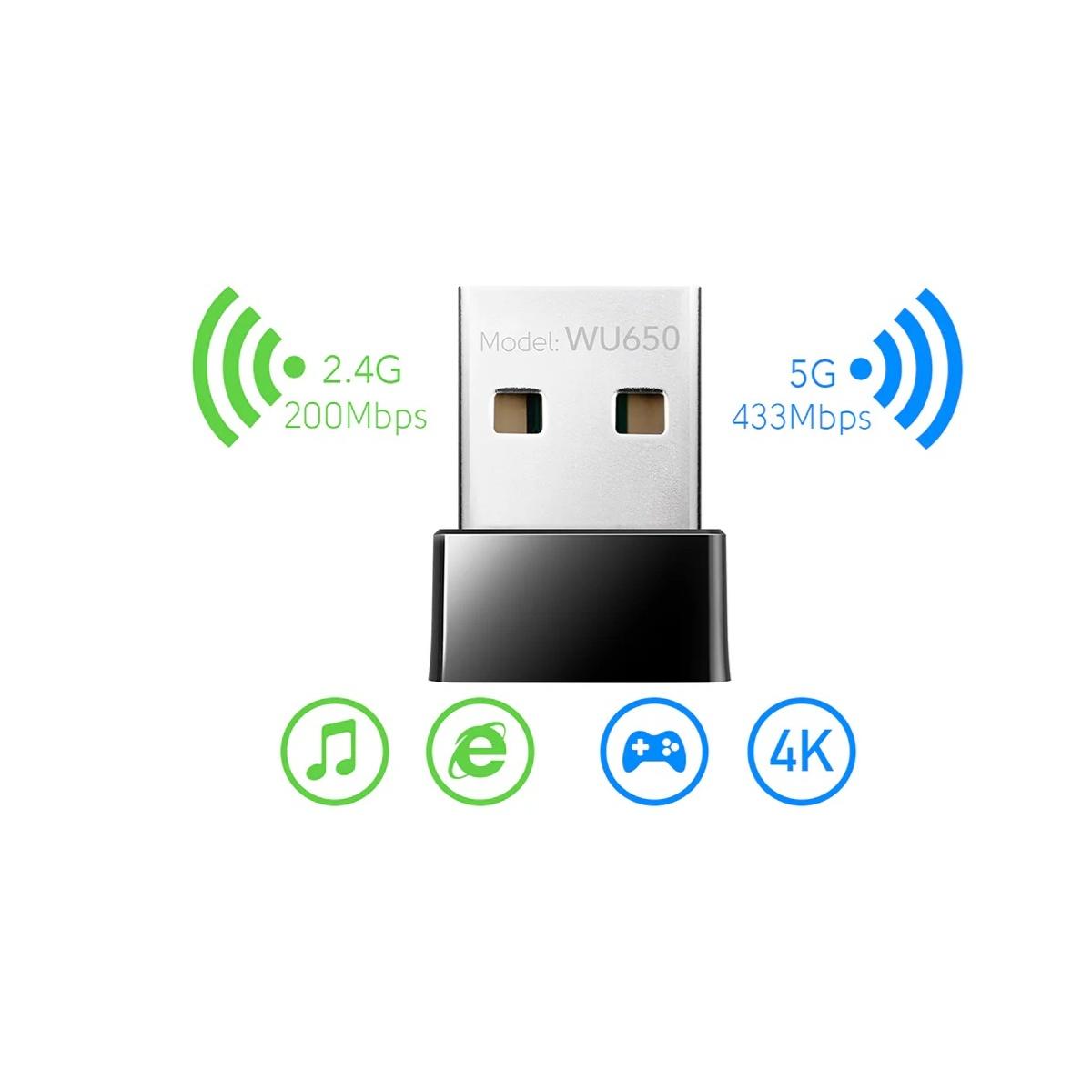 Mini adattatore usb wireless dual band ac650