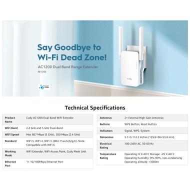 Range extender wi-fi mesh ac1200