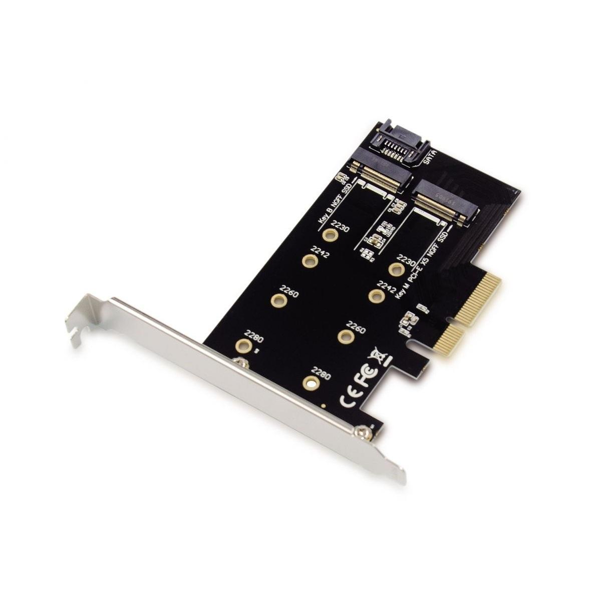 Scheda pcie m.2, 2-in-1, m.2 sata x 1, m.2 nvme x 1, conceptronic emrick04b