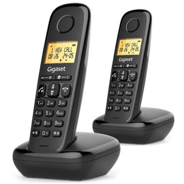 Cordless gigaset start 100 duo (nero) - telefono cordless doppio,  vivavoce,  funzione sveglia