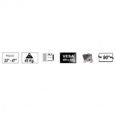 STAFFA A MURO PER TV FINO A 45 KG, DA 23" A 47" FINO A VESA 400X400