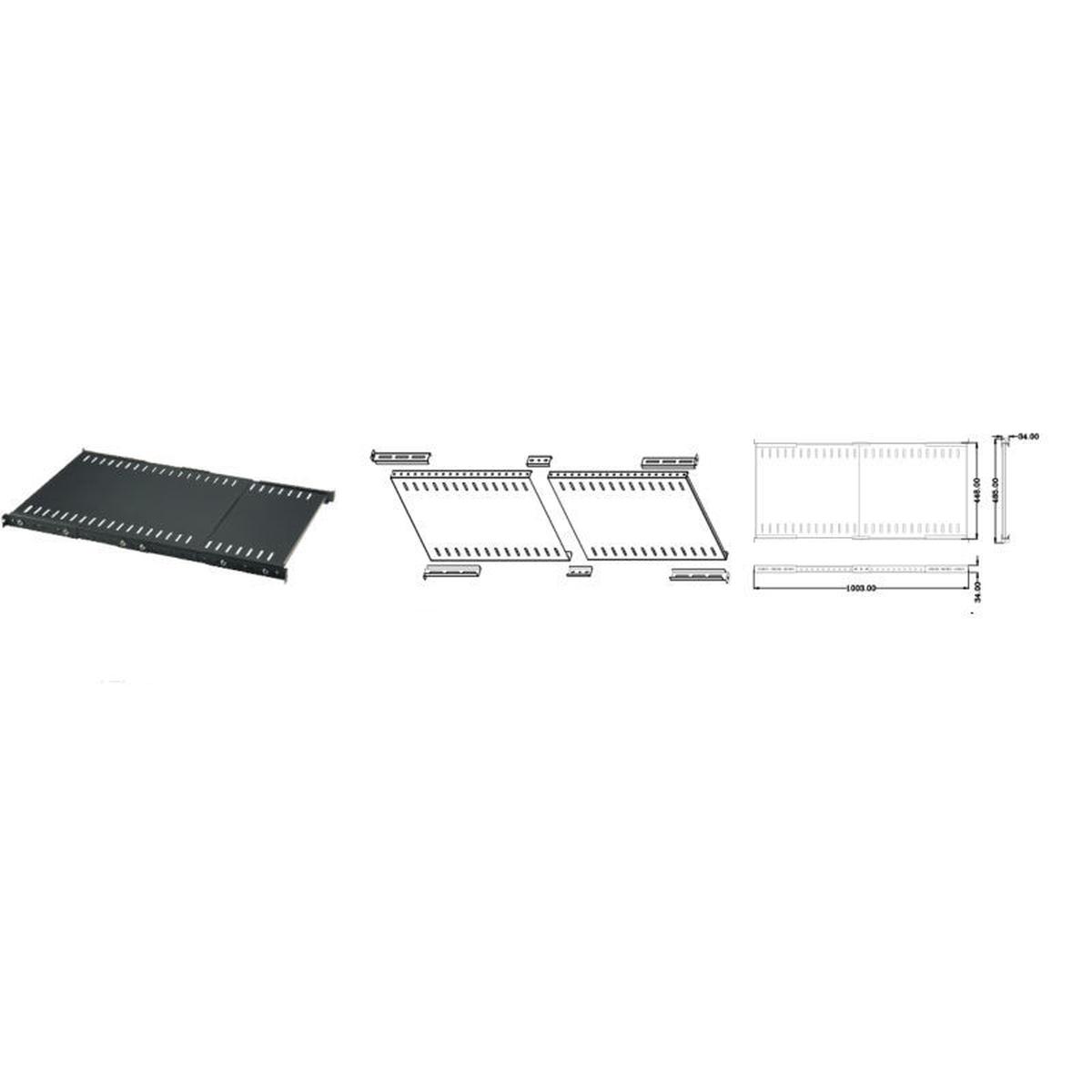 Ripiano allungabile per armadi rack fino a 1000 mm colore grigio chiaro