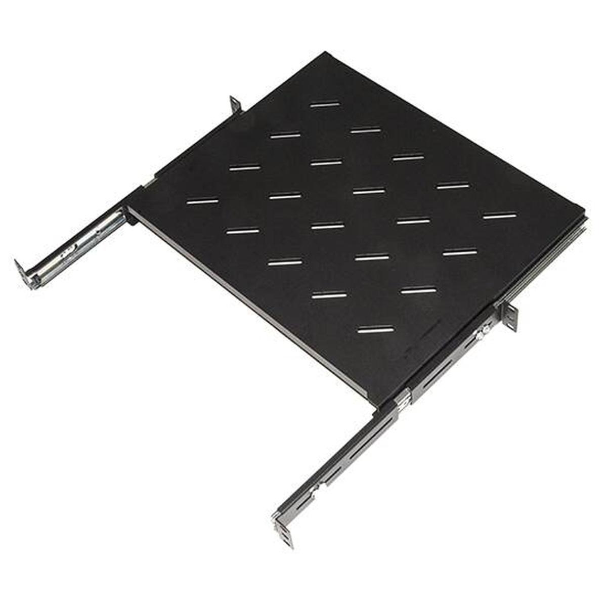 Ripiano universale per armadio rack estraibile su binari telescopici 1 unita' nero 350mm.