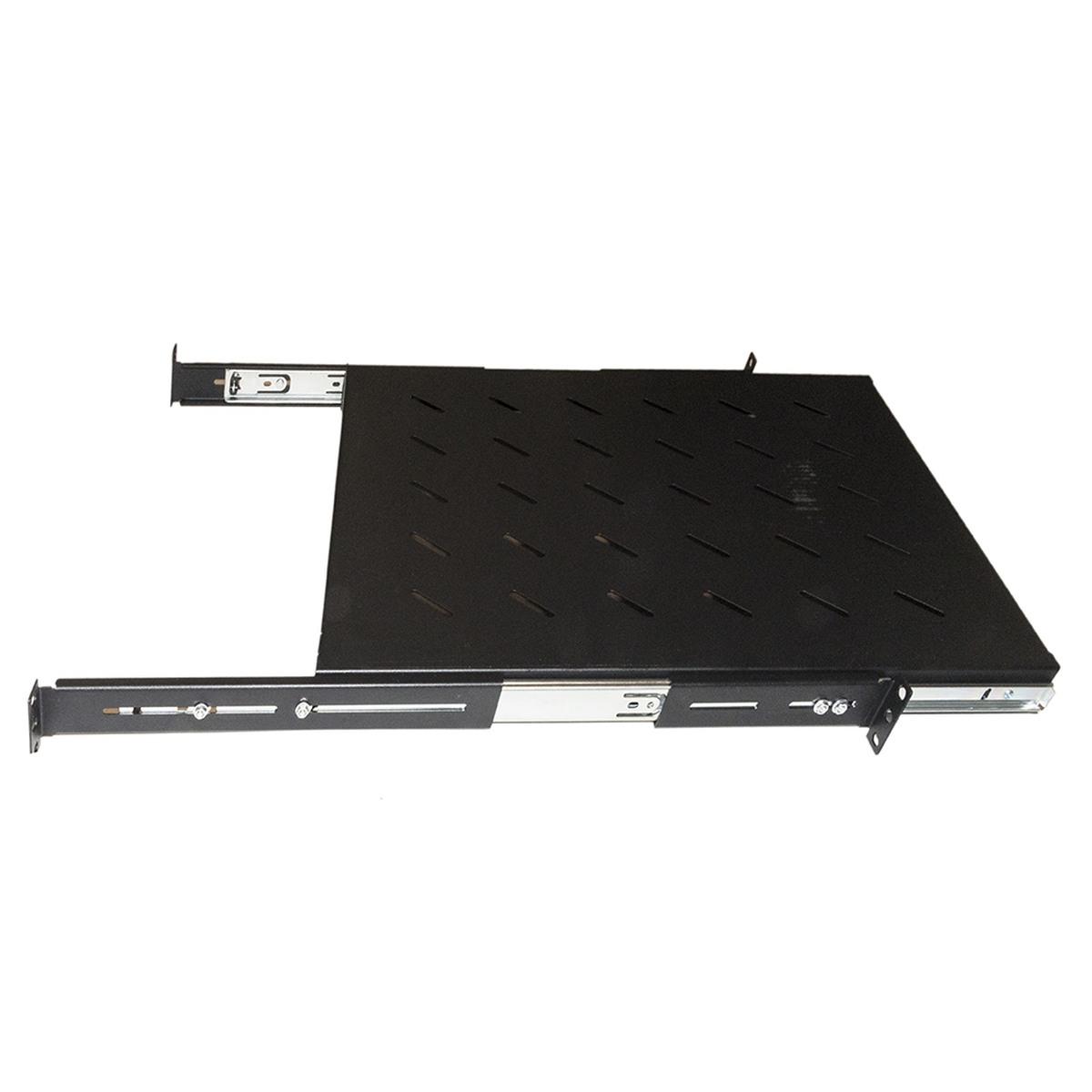 Ripiano universale per armadio rack estraibile su binari telescopici 1 unita' nero 550mm.