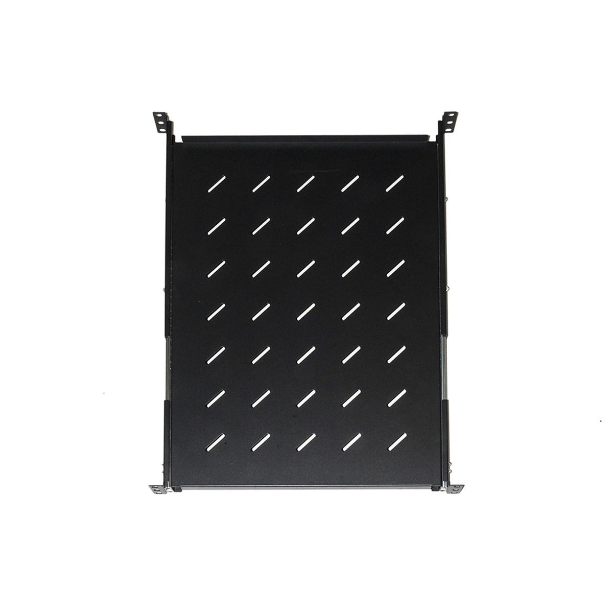 Ripiano universale per armadio rack estraibile su binari telescopici 1 unita' nero 650mm.