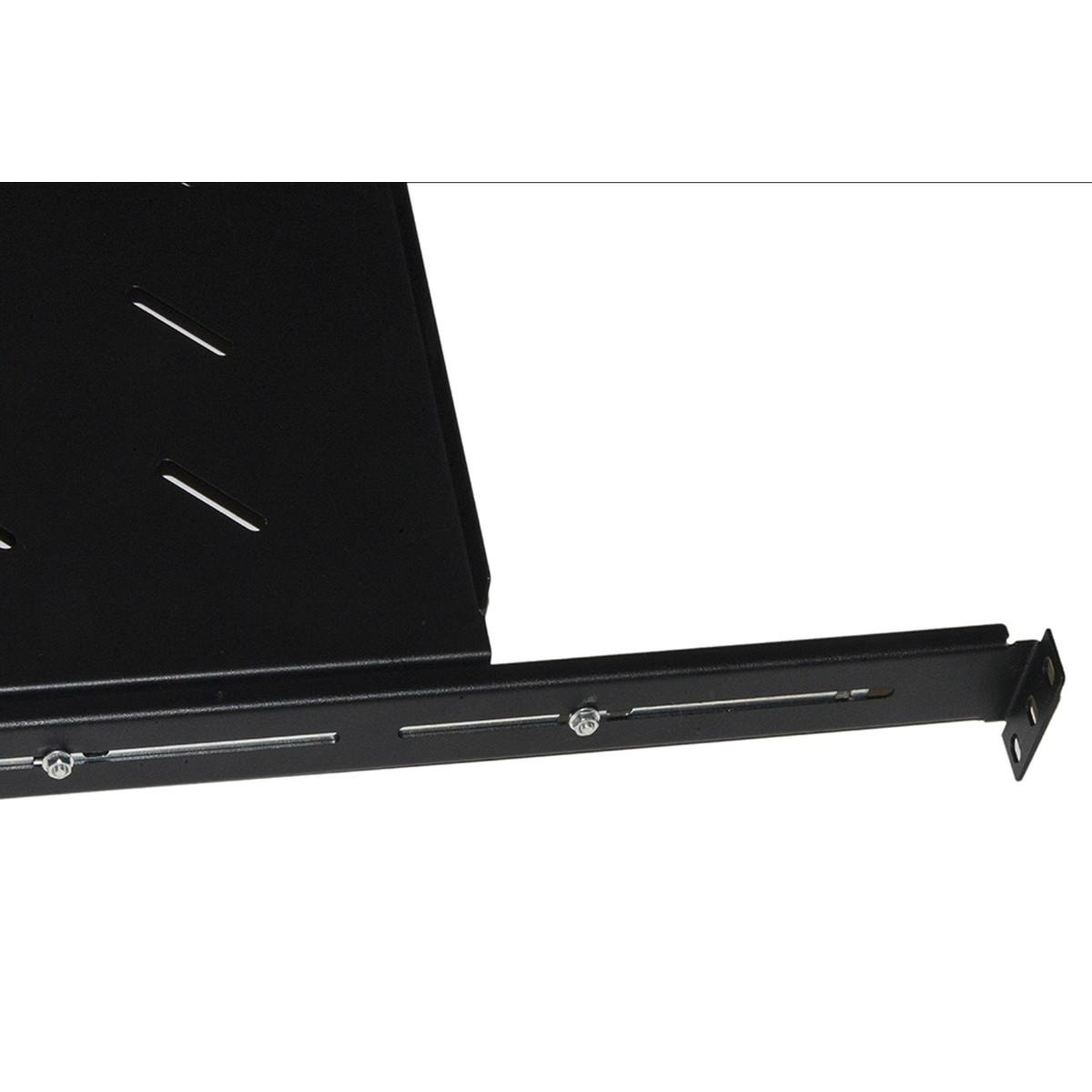 Ripiano universale per armadio rack estraibile su binari telescopici 1 unita' nero 650mm.