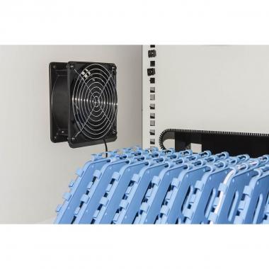 Armadio alloggiamento 40 tablet con ruote multiprese incluse ventole di raffreddamento porta in acciaio traforata colore grigio nero