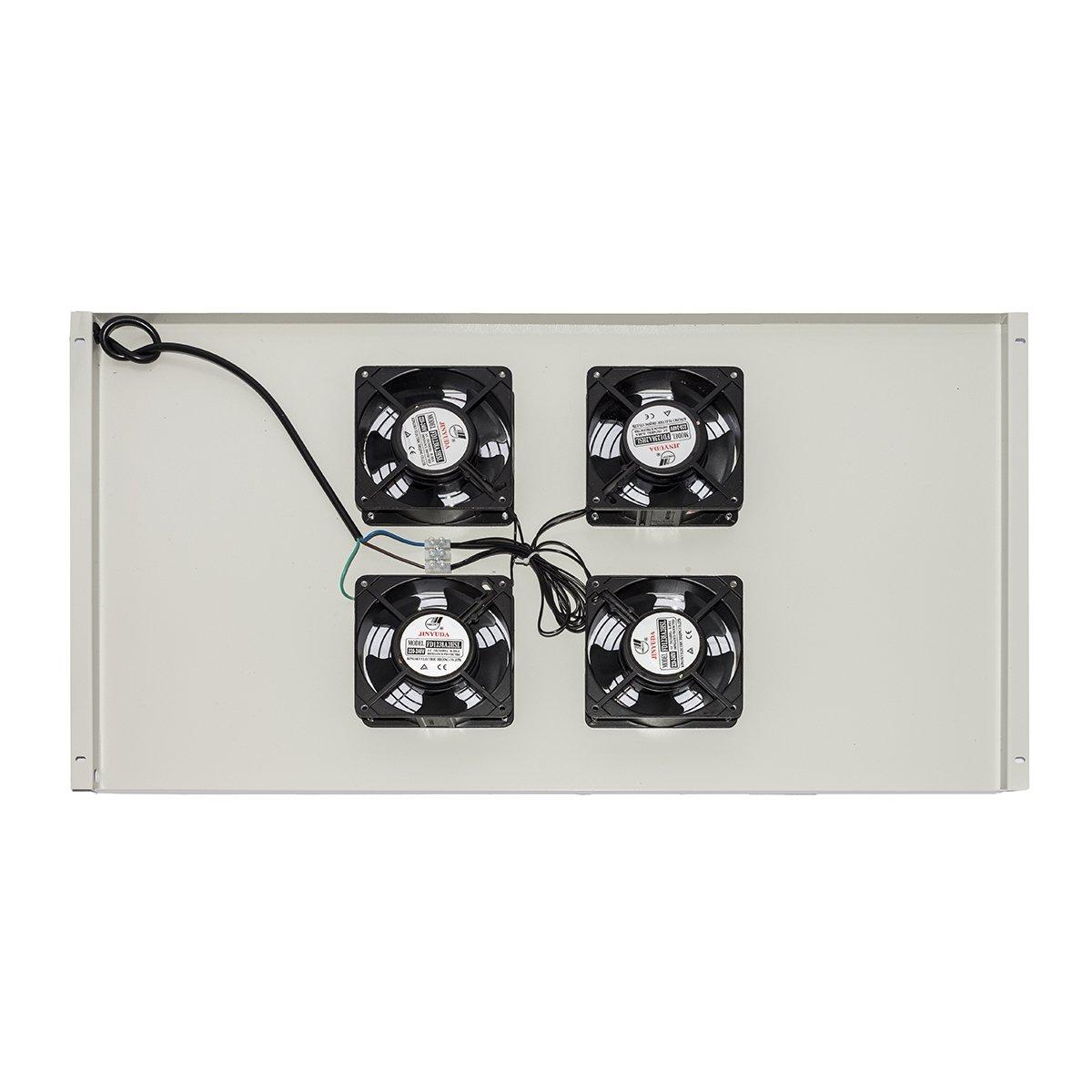 Modulo 4 ventole a soffitto colore grigio con termostato per armadi 22/42u profondi 800-1000 link