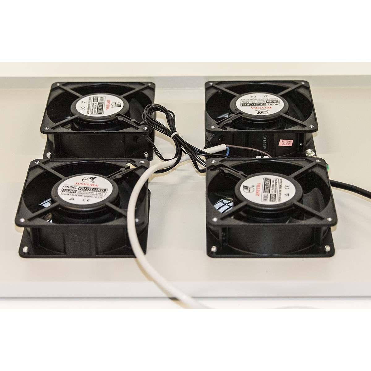 Modulo 4 ventole a soffitto colore grigio con termostato per armadi 22/42u profondi 800-1000 link