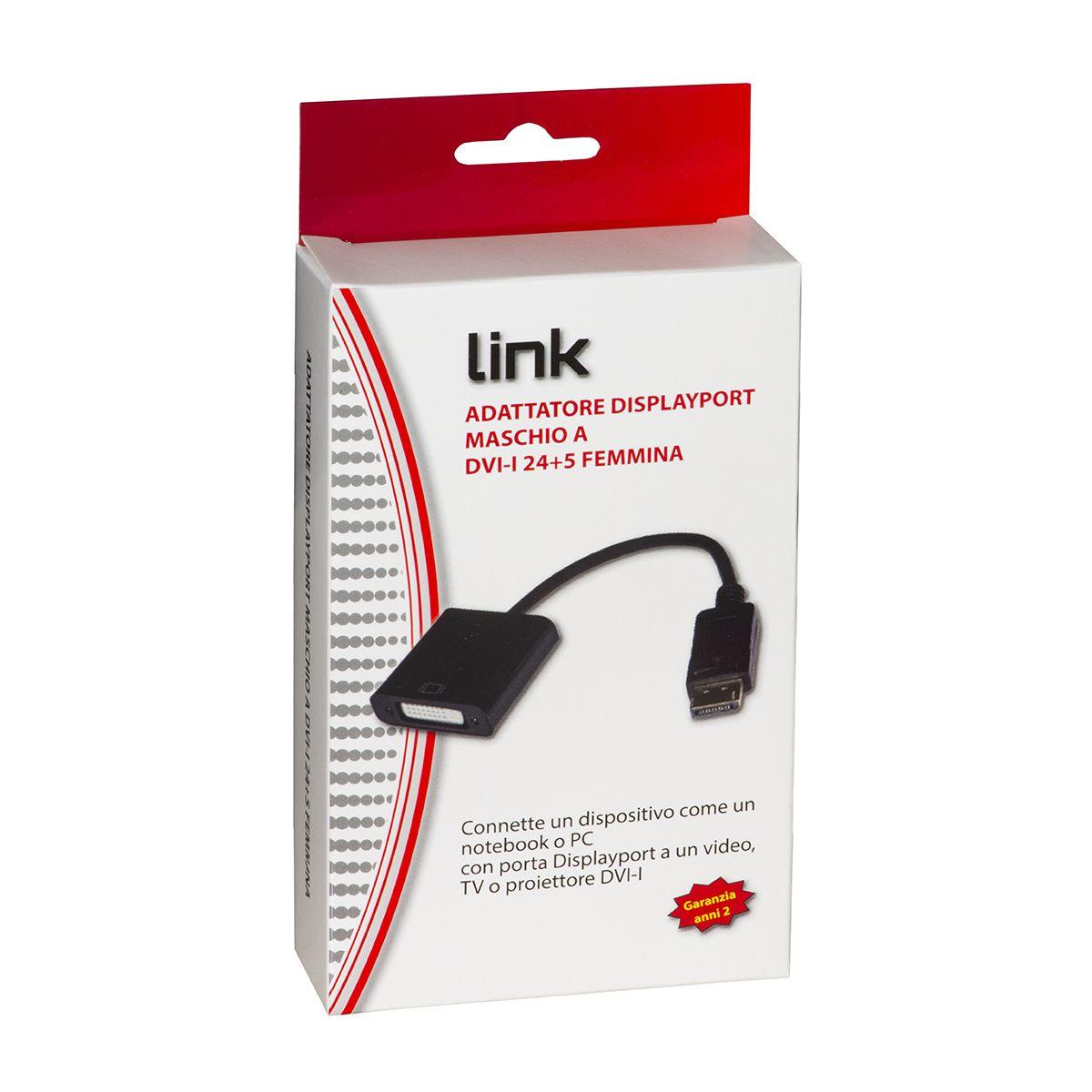 Adattatore displayport maschio a dvi-i femmina 24+5