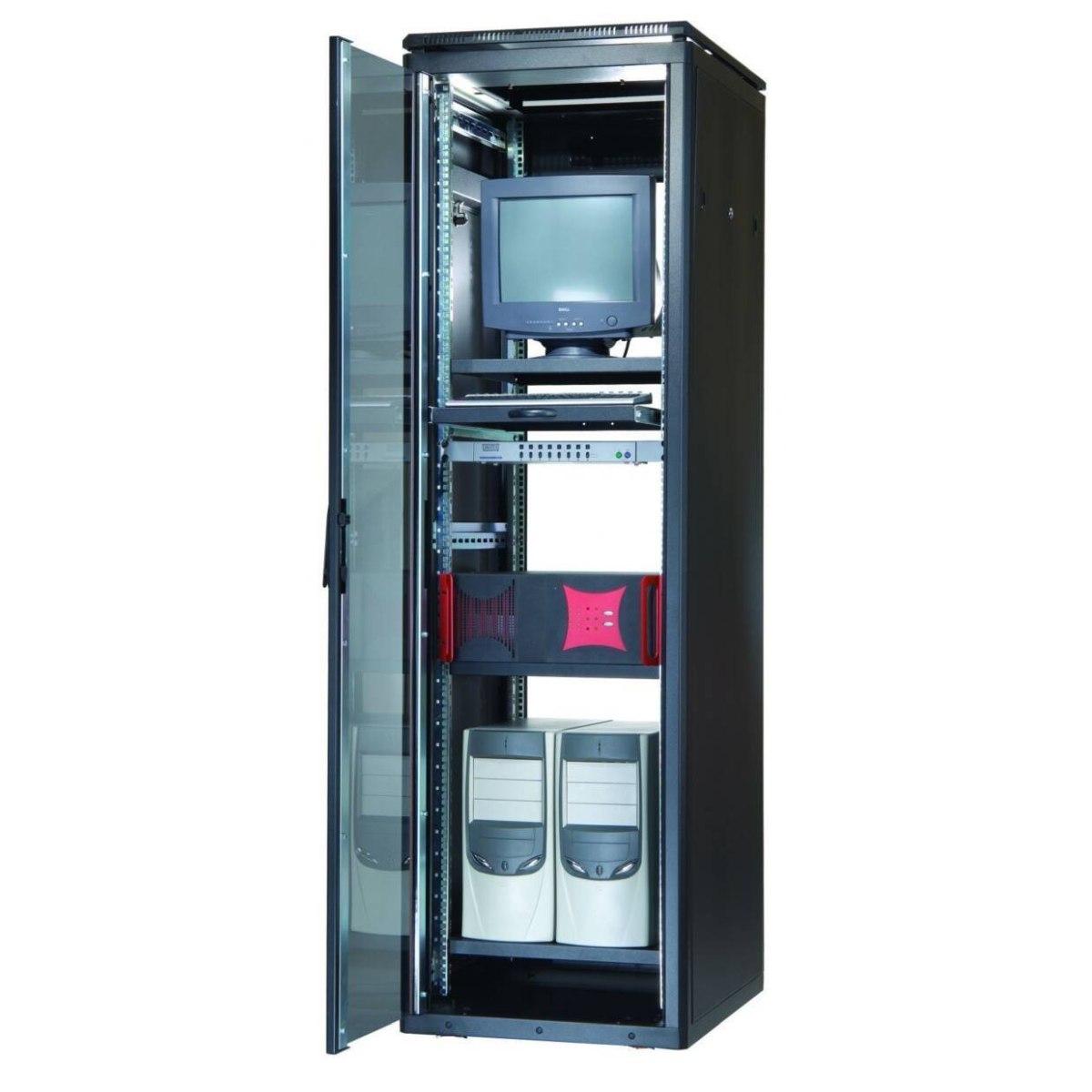 Armadio 42 unita' linea professionale (a)2020 x (l)600 x (p)600 mm. colore nero ral9005  (dn-19 42u 6/6-sw)