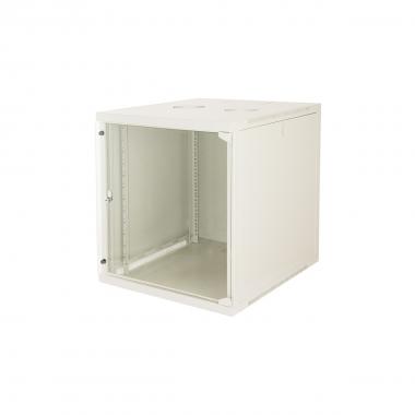 ARMADIO RACK 19" 12 UNITA' DA MURO (A)620X (L)540 X PROFONDITA' 600 MM. COLORE GRIGIO CHIARO PORTA VETRO