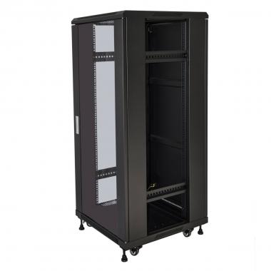ARMADIO RACK 19" 27U (A)1388 (L)600 (P)1000 COLORE NERO PORTA VETRO