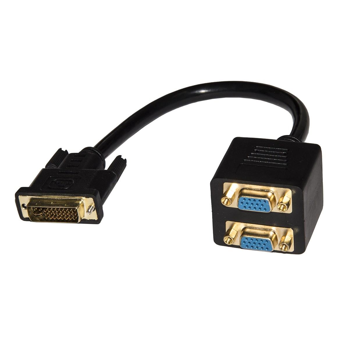 Cavo splitter dvi(24+5) maschio a 2 x vga femmina