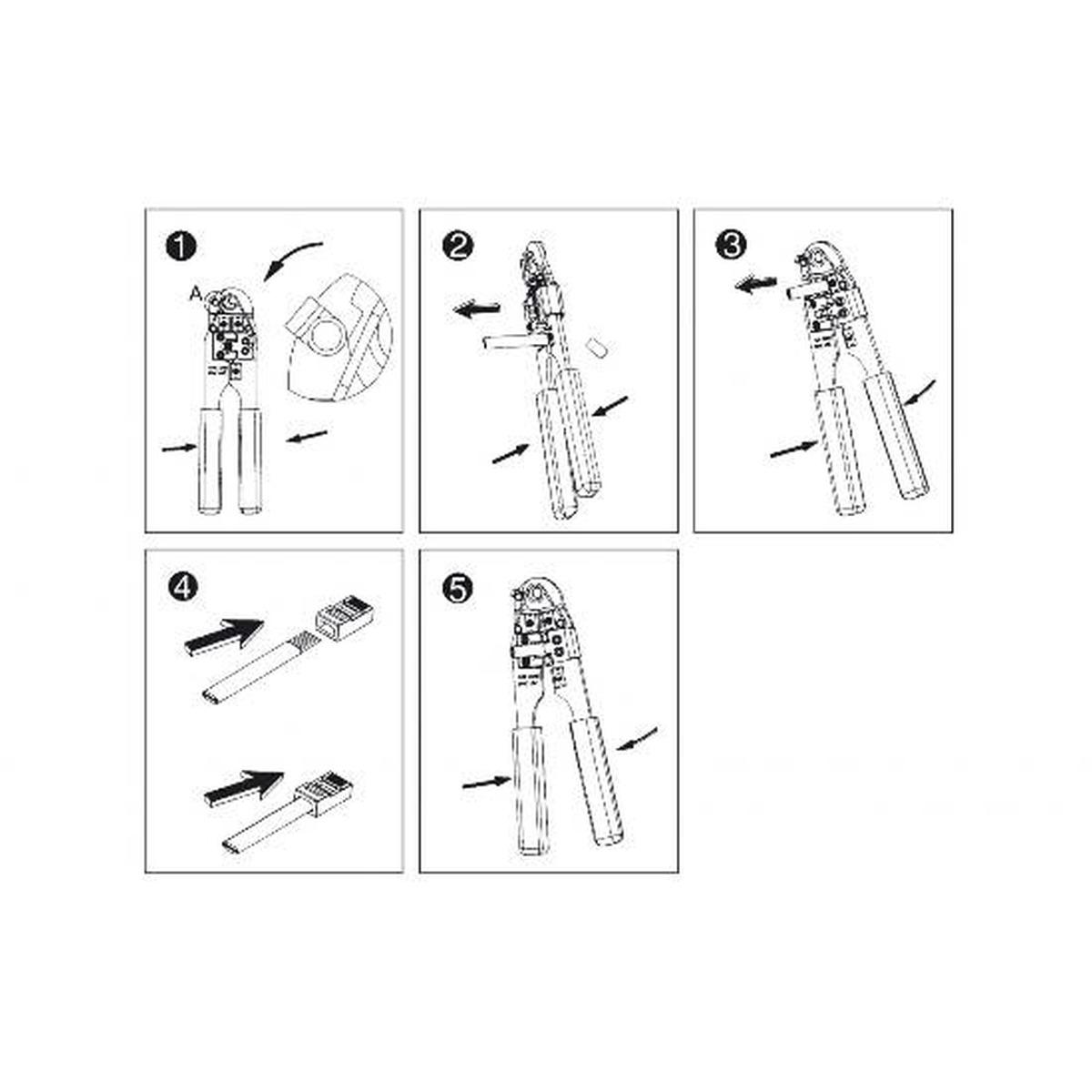 Pinza in metallo per crimpare connettori telefonici modulari rj12 6 poli e 8 poli rj45 (dn-94007)