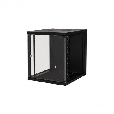 ARMADIO RACK 19" 12 UNITA' DA MURO (A)62 0X (L)540 X PROFONDITA' 600 MM. COLORE NERO PORTA VETRO, LK1912U66N