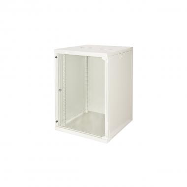 ARMADIO RACK 19" 15 UNITA' DA MURO (A)750X (L)540 X PROFONDITA' 600 MM. COLORE GRIGIO CHIARO PORTA VETRO