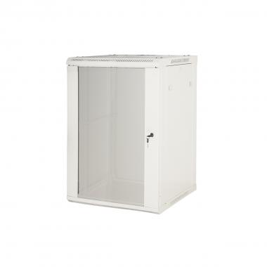 ARMADIO RACK 19" 15 UNITA' DA MURO (A) 770 x (L) 600 x (P) 450 GRIGIO DISASSEMBLATO PORTA VETRO