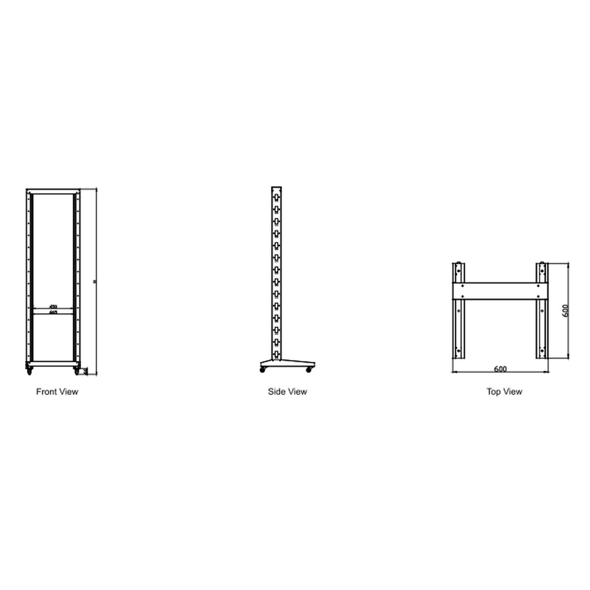 FRAME DI MONTAGGIO APERTO 19" 42 UNITA' CON 2 MONTANTI 600X600 MM