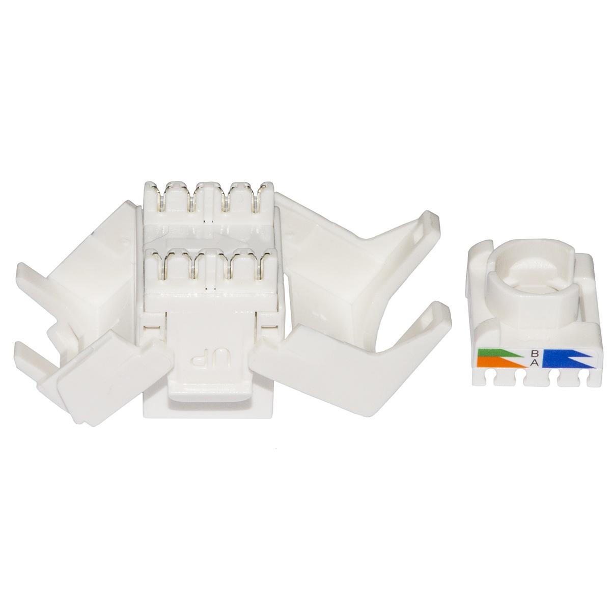Presa rete keystone jack rj45 categoria 6a utp tooless colore bianco 180? contatti dorati 50 micron