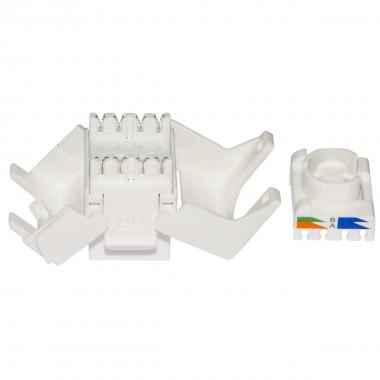 Presa rete keystone jack rj45 categoria 6a utp tooless colore bianco 180? contatti dorati 50 micron