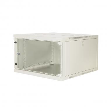 ARMADIO RACK 19" 6 UNITA' DA MURO (A)350X (L)540 X PROFONDITA' 600 MM. COLORE GRIGIO  PORTA VETRO