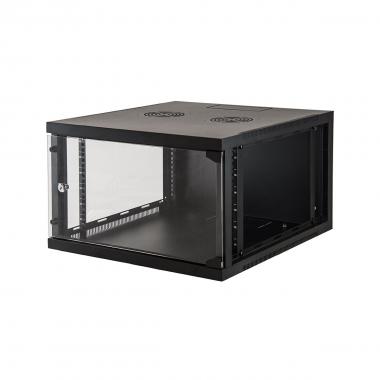 ARMADIO RACK 19" 6 UNITA' DA MURO (A)350X (L)540 X PROFONDITA' 600 MM. COLORE NERO PORTA VETRO